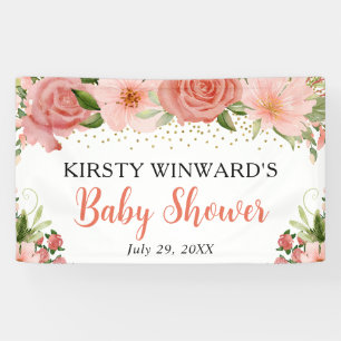 Watercolor Boho Pink Roses Boho Babydusche Banner