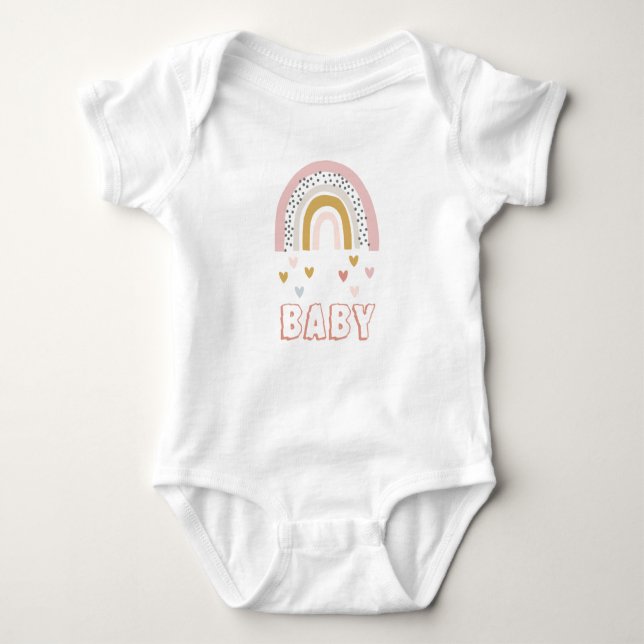 Watercolor Boho Rainbow Baby Baby Strampler (Vorderseite)
