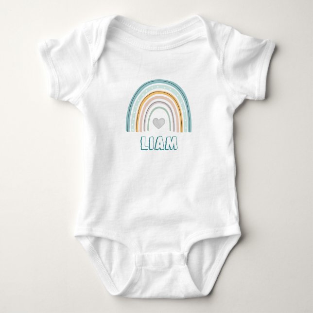 Watercolor Boho Rainbow Baby Boy Strampler (Vorderseite)