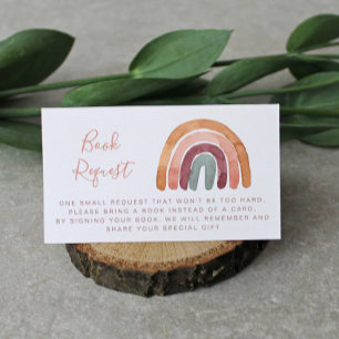 Watercolor Boho Rainbow Babydusche Buchanfrage Begleitkarte