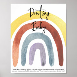 Watercolor Boho Rainbow Sag kein Baby Poster