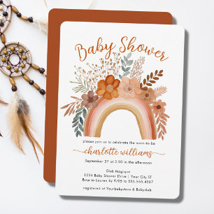 Watercolor Boho Rainbow Terracotta Kinderdusche Einladung