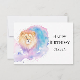 Watercolor Boho Roar Lion Birthday Karte