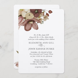 Watercolor Boho Rose & Neutral Wedding Einladung