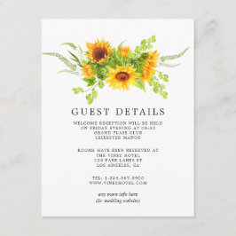 Watercolor Boho Sunflowers Hochzeitgästen Details Begleitkarte