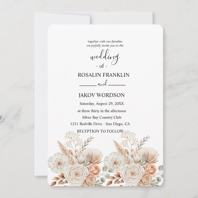 watercolor boho wedding Invitation Einladung (Vorderseite)