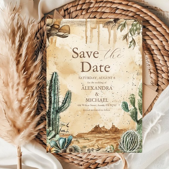 Watercolor Boho Western Save The Date (Von Creator hochgeladen)