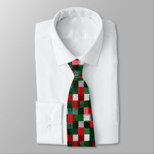 Watercolor Bold Gingham Weihnachtsgruß Krawatte