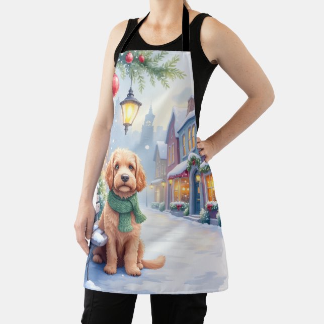 Watercolor Bolognese Festive Town Bench Christmas  Schürze (InSitu)