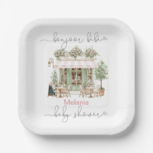Watercolor bonjoor bebe Baby-Shower-Papierplatte Pappteller