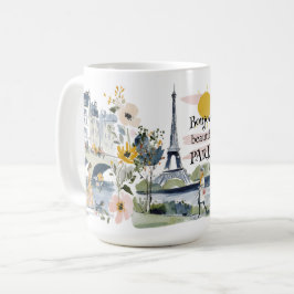 Watercolor Bonjour Beautiful Paris Kaffeetasse