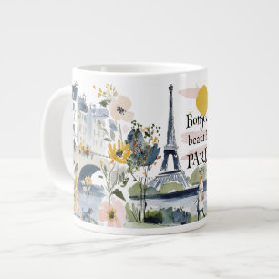 Watercolor Bonjour Schönes Paris Jumbo-Tasse