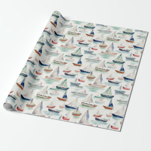 Watercolor Boote Wrapping Paper Geschenkpapier