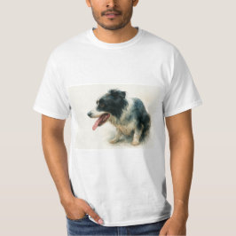 Watercolor Border Collie Dog Art T-Shirt