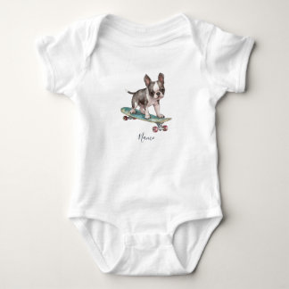 Watercolor Boston Terrier Baby Bodysuit Strampler