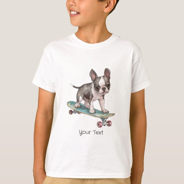 Watercolor Boston Terrier Boy T - Shirt (Vorderseite)