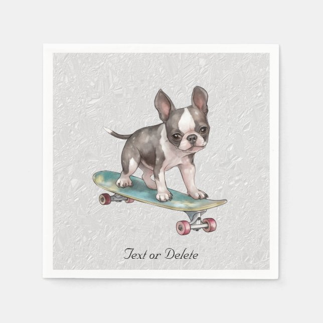 Watercolor Boston Terrier Napkins Serviette (Vorderseite)