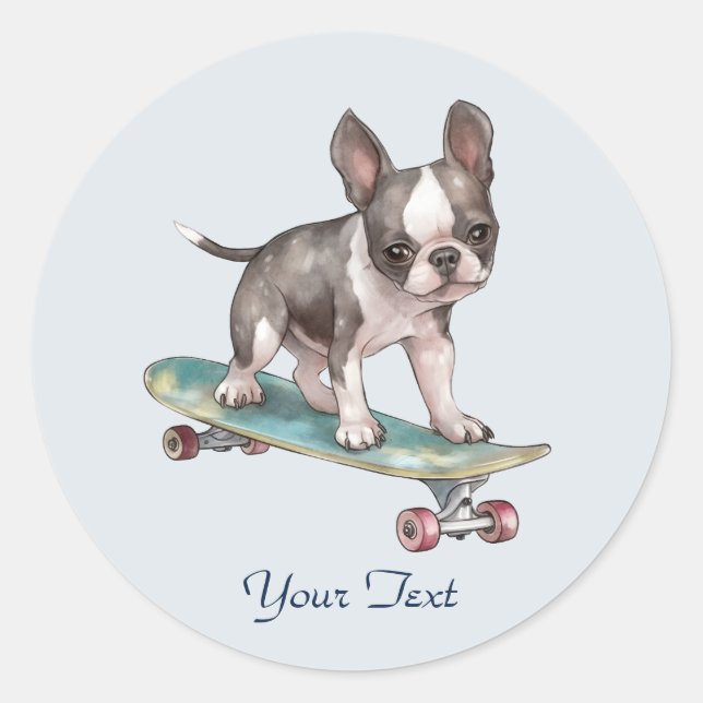Watercolor Boston Terrier Sticker (Vorderseite)
