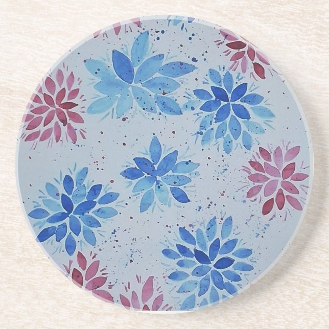 Watercolor Botanical Garden Floral Coaster Getränkeuntersetzer (Vorne)
