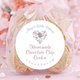 Watercolor Botanical Heart Bakery Product Runder Aufkleber