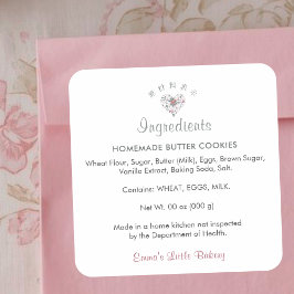 Watercolor Botanical Heart Ingredient Product Quadratischer Aufkleber