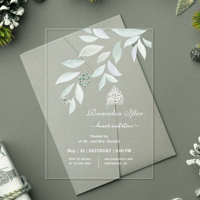 Watercolor-Botanical-Ramadan-Iftar-Einladung Acryleinladungen (Von Creator hochgeladen)
