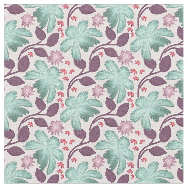 Watercolor Botanical Seamless Pattern Pastel Leave Stoff (Nahaufnahme)