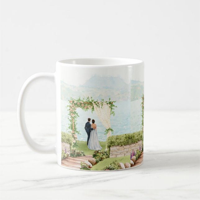 Watercolor Botanical Wedding Mug Guest Favor Kaffeetasse (Links)
