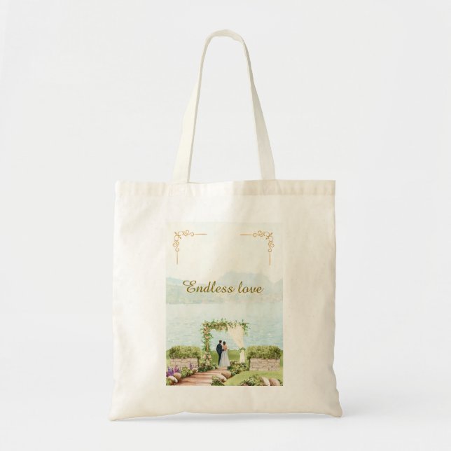 Watercolor Botanical Wedding Tote Bag – Elegant Tragetasche (Vorne)