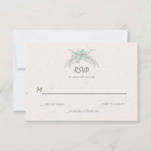 Watercolor Bouquet Aquamarine Hochzeitskarte RSVP Karte