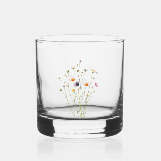 Watercolor bouquet of wildflowers whiskyglas (Vorderseite)