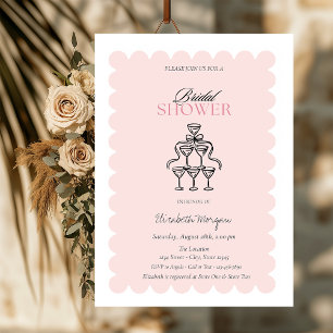 Watercolor Bow Champagne Glass Brautparty Einladung