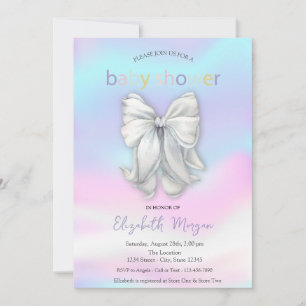 Watercolor Bow Holographic Baby Dusche Einladung