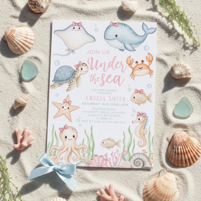 watercolor bow under the sea baby shower einladung (Von Creator hochgeladen)