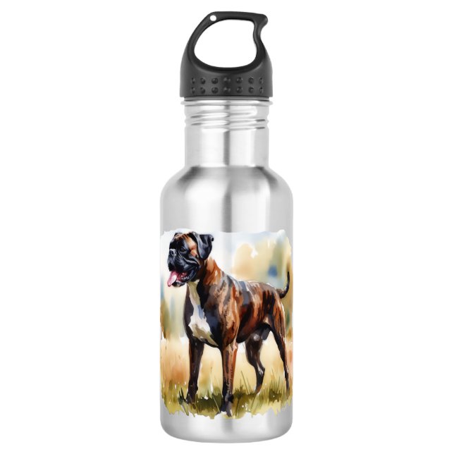 Watercolor Boxer Dog Edelstahlflasche (Vorderseite)