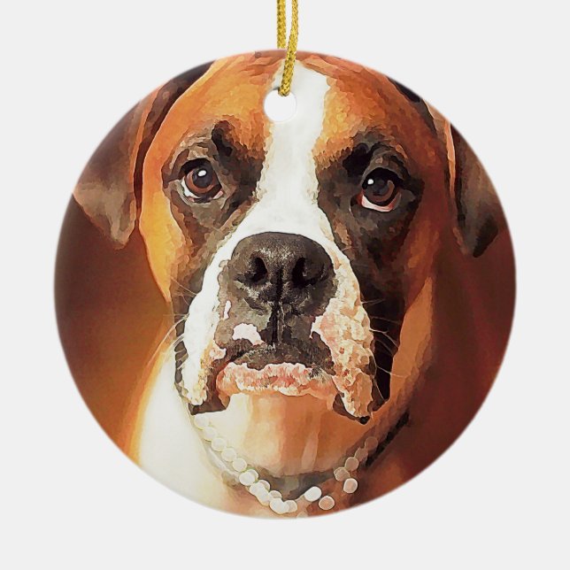 Watercolor Boxer Keramik Ornament (Vorne)