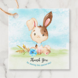Watercolor Boy Bunny Baby Showfarm Vielen Dank Geschenkanhänger