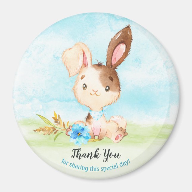 Watercolor Boy Bunny Baby Showfarm Vielen Dank Magnet (Vorne)