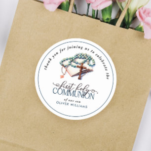 Watercolor Boy First Heilige Kommune Danke Runder Aufkleber