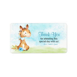 Watercolor Boy Horse Baby Showfarm Vielen Dank Adressaufkleber