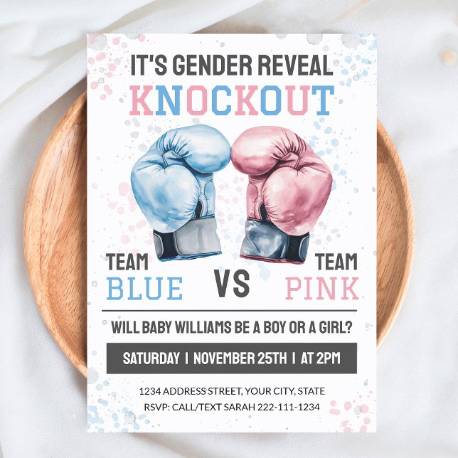 Watercolor Boy or Girl Boxing Gender Reveal Einladung (Von Creator hochgeladen)