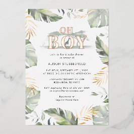 Watercolor Boy Palm Safari Baby Dusche Rose Gold Folieneinladung