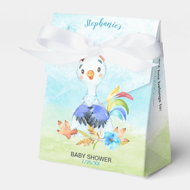 Watercolor Boy Rooster Baby Showfarm Geschenkschachtel (Vorderseite)