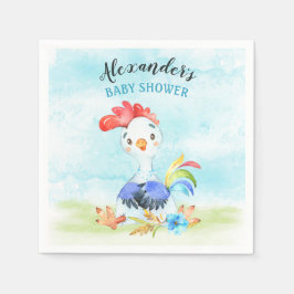 Watercolor Boy Rooster Baby Showfarm Serviette