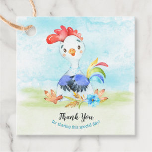Watercolor Boy Rooster Farm Vielen Dank Geschenkanhänger