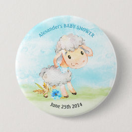 Watercolor Boy Sheep Baby Showfarm Button