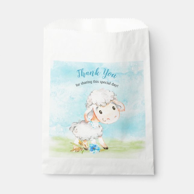 Watercolor Boy Sheep Farm Vielen Dank Geschenktütchen (Vorderseite)