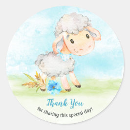 Watercolor Boy Sheep Farm Vielen Dank Runder Aufkleber