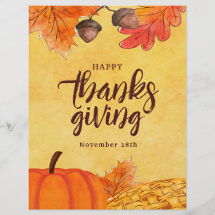 Watercolor Braun Thanksgiving Social Media Flyer