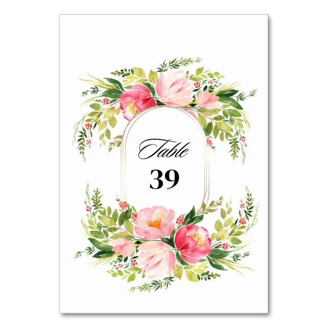 Watercolor Bright Festive Flower Wedding Tischnummer (Vorderseite)